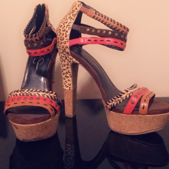 Jessica Simpson sexy jungle cork heeled sandal - Picture 6 of 7